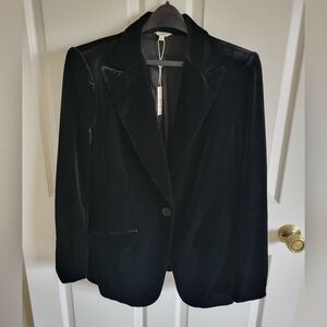 Max Studio Black Velvet Single-Button Blazer